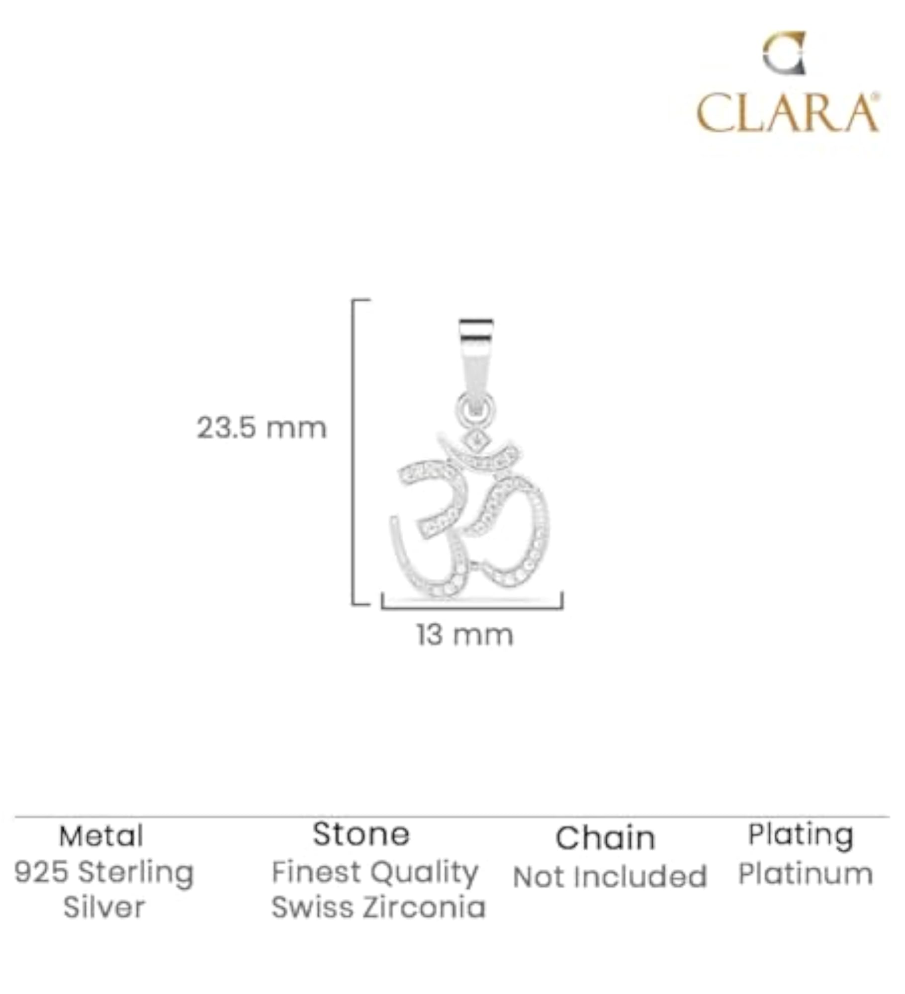 Men's Pure 925 Sterling Silver Om Pendant