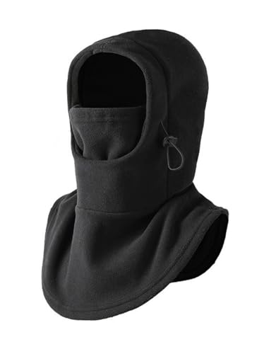 Men's and Women's Unisex Hat Scarf Integrated Cycling Warm Hood Outdoor Skiing Hood Face Mask Balaclava Hat (Black)