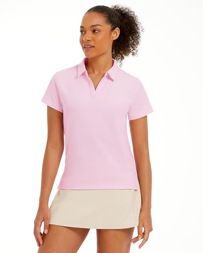 Stelle Women Golf Polo Shirts Tennis Shirt Short Sleeve V Neck Quick-Drying Collared Top2