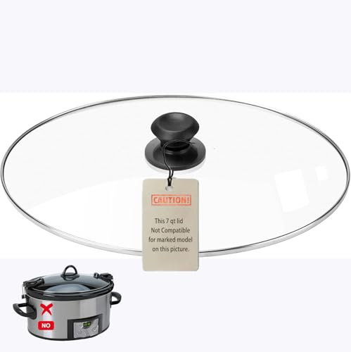 Oval Glass Lid Compatible with Crock Pot 7Quarts Slow Cooker SVC700-S-BR, SCV700-B3-WM1-BR SCV700-KC (7 QUART)