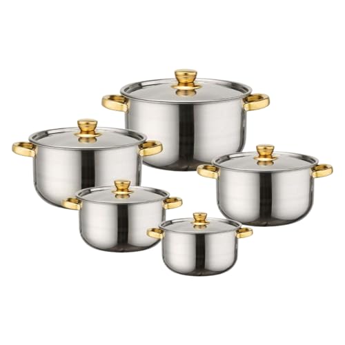 Juego de utensilios de cocina de acero inoxidable – 10 piezas de utensilios de cocina antiadherentes, utensilios de cocina duraderos | guiso de fideos para sopas y fideos de camping