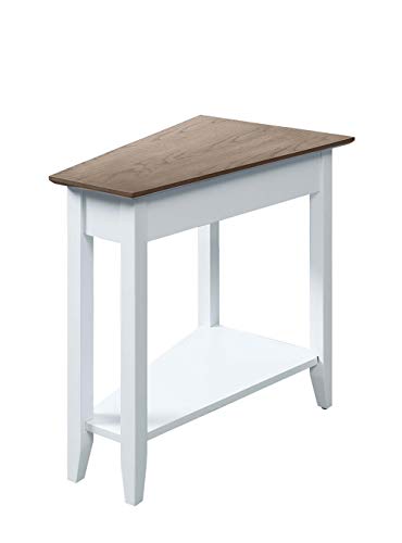 Image of Convenience Concepts American Heritage Wedge End Table, Driftwood Top /White Frame