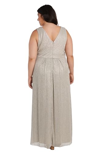 Image of R&M Richards Women's Sleeveless Maxi Dress - V-Neck Pleated Long Formal Gown W /Rhinestone Trim - Party & Cocktail Attire