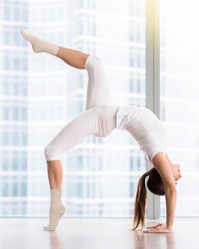 yeuG Meias antiderrapantes para pilates com punhos para mulheres, meias antiderrapantes para ioga, b