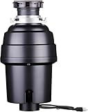 Stainless Steel Garbage Disposer, Dishwasher-Friendly and Continuous Feeding Waste Disposer, Grinding Material Four-Stage Grinding (Black, 1 HP, 4-Stage Grinding)