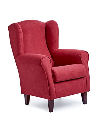 Sillonea - Sillón Orejero Roma: Butaca Ergonómica Tapizada en Tela Antimanchas, Ideal para Lectura y Relajación en Salón - Medidas del sillón Individual: 100x74x77cm