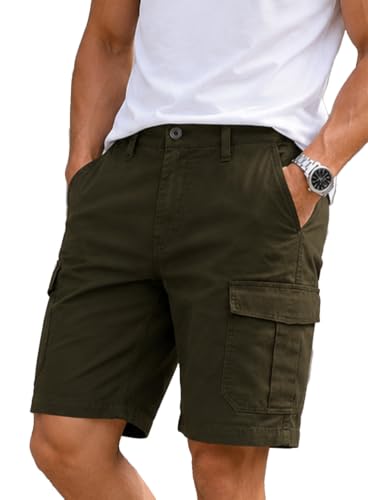 Image of Men's 100% Cotton Rich Straight Fit Solid Shorts with Side Pockets | Casual Summer Half Pants with 6 Pockets | Comfortable Mid-Rise Cotton Shorts