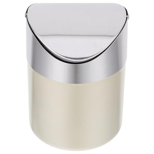 DEARMAMY Mini Cubo de Basura de Mesa con Tapa Abatible Cubo Pequeño de Acero Inoxidable para Oficina y Hogar y Baño Compacto para Residuos y Objetos Pequeños Color Verde