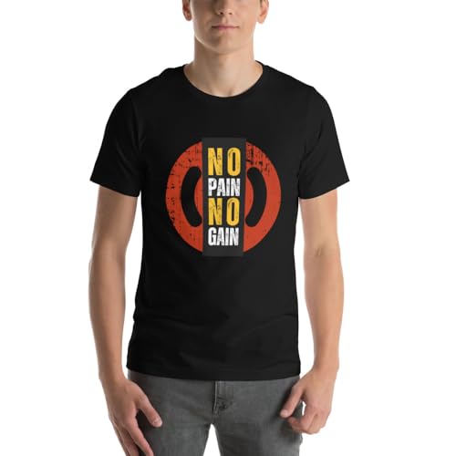 T-shirt unisexe no pain no gain en coton pré-rétréci noir