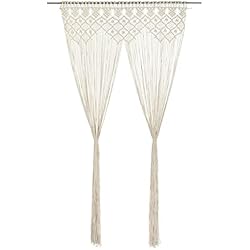 Cortinas De Macramé vidaXL Cortina de Macramé Persiana Translúcida Colgante Ventana Pared Puerta Separador de Ambientes Hogar Decoración Algodón 140x240 cm