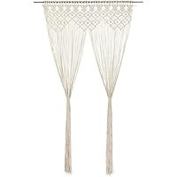 vidaXL Cortina de Macramé Persiana Translúcida Colgante Ventana Pared Puerta Separador de Ambientes Hogar Decoración Algodón 140x240 cm
