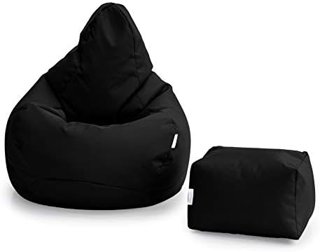 Loft 25 Bean Bag Gamer Chair | Outdoor Indoor Living Room BeanBag Seat | Water Resistant | Ergonomic Design for Body Support | Durable & Comfortable (Bean Bag, Black)