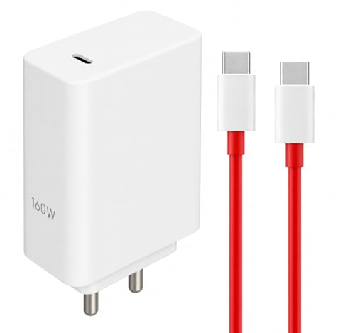Image of Charger 160W for OnePlus 13R,6 & CE3 with USB to C Cable, High Speed Charging, Smart IC Protection, Lightweight Durable Build Fast Adapter (White)