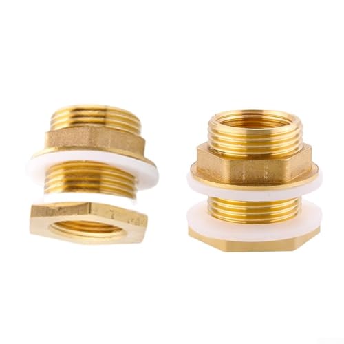 Bulevisiter Conectores de latón para tanques de agua, accesorios roscados de 1/2 x 3/8 pulgadas, 3/4 x 1/2 pulgadas, 1 x 3/4 pulgadas con sellos de goma, compatibles con grifos, cubos (1 pulgada)
