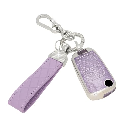 SparkleJoy Funda Llave de Coche con Llavero de Cuero , Carcasa Llave Compatible con Chevrolet Trax Opel Vauxhall Adam Astra Corsa Meriva Mokka Movano Zafira Buick,Cubierta Llaves de Coche (Morado)
