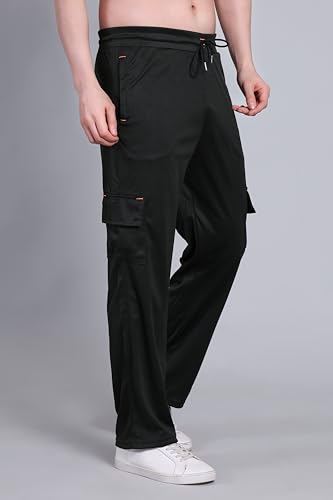 Image of Lycra Blend Cargo Track Pant for Men | Multi Pocket Lycra Stretch Fabric | Comfortable Stylish Joggers for Running Sports Casual Wear | Boys Gym Lower Activewear
