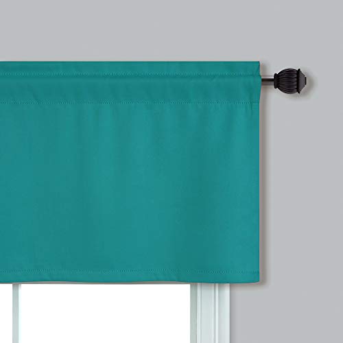 Mrs.naturall Teal Valances For Windows 2 Pack 18 Inch Length Pole Pocket Light Blocking Blackout Window Valances For Bathroom Bedroom #TOP3