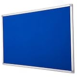 Tablero y kit de fijación Bi-Office Earth - Tablero de Anuncios con Marco de Aluminio, 120 x 90 cm, Tablón de Fieltro Azul