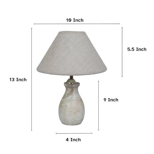 Image of tu casa Mango Wood Table Lamp | Classic Pot Design | Premium Jute Shade | Modern Home Decor | Ambient Bedside Lighting | Bedroom, Living Room, Study Table, Office & Festival Gifting