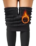 AHLW Winter Warm Fleece Lined Leggings for Women Thick Thermal Leggings Elastic Soft Comfortable Velvet Tights Black