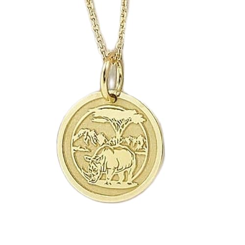 Collier rhinocéros gravé LKBEADS en argent plaqué or, le cadeau mixte idéal pour marquer les esprits