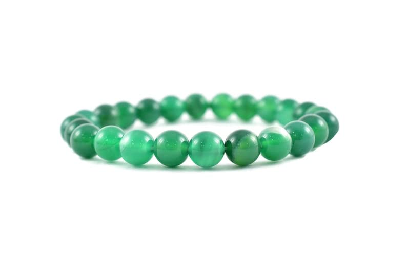 Bracelet onyx vert de qualité premium en pierres précieuses de 8 mm