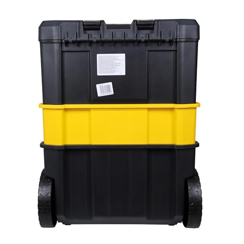 STANLEY Essential Rollende Werkstatt (3-in-1 stapelbare Boxen, leerer Werkzeugkasten, belastbar bis zu 20kg, mit Metallverschlüsse, Organizer für Kleinteile im Deckel) STST1-80151