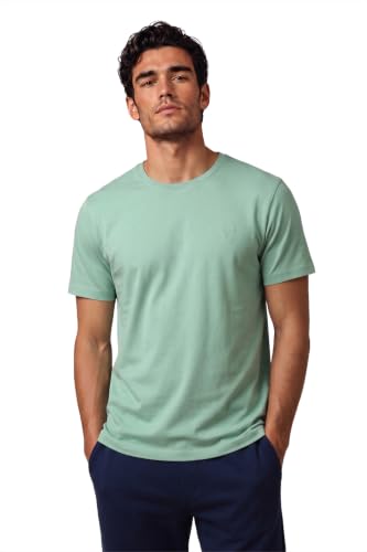 Van Heusen Men Cotton Blend Solid Regular Fit T-Shirt (60052_Pack of 1_Green, XL