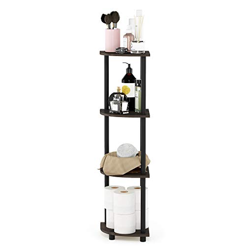 Furinno Turn-N-Tube 4-Tier Corner Display Rack Multipurpose Shelving Unit, Dark Brown Grain/Black #TOP6