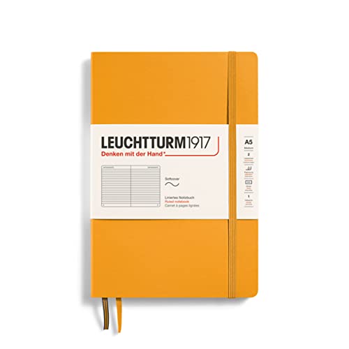 Leuchtturm1917 363404 Taccuini Medium (A5), Copertina Morbida, 123 Pagine Numerate, Rising Sun, Righe