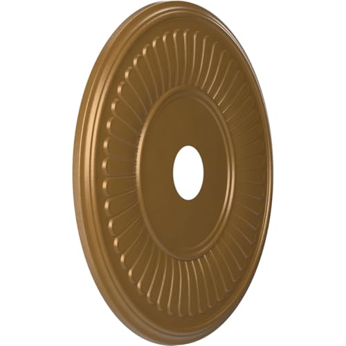 Image of Ekena Millwork CMP22BECGH Berkshire Thermoformed PVC Ceiling Medallion (Fits Canopies up to 10 1 /8 inch), 22 inchOD x 3 1 /2 inchID x 1 inchP, Metallic Gold Rush