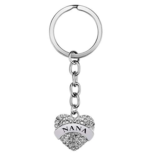 XGAKWD Mother's Day Gift for Nana, Jewelry Keychain Crystal Heart Birthday Gift for Grandma (Nana)