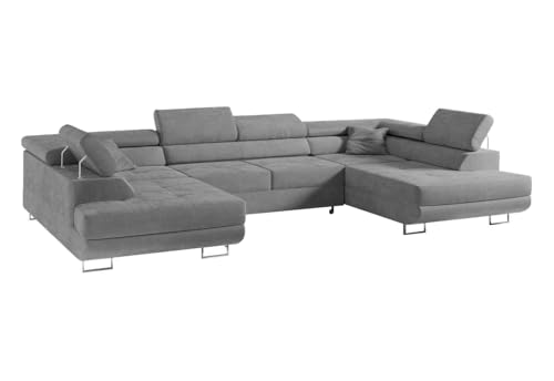 COMFORTINO FURNITURE Ecksofa mit Schlaffunktion Big PASTI U-Form, Sofa Couch mit Bettkasten, 3-Sitzer Eckcouch, Schlafsofa für Wohnzimmer, Big Sofa Couch mit Schlaffunktion (Grau) COMFORTINO FURNITURE Ecksofa mit Schlaffunktion Big PASTI U-Form, Sofa Couch mit Bettkasten, 3-Sitzer Eckcouch, Schlafsofa für Wohnzimmer, Big Sofa Couch mit Schlaffunktion (Grau)