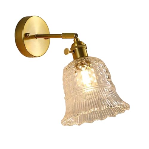 Applique da parete vintage con interruttore lampada da parete con paralume in vetro trasparente Illuminazioni da parete moderne regolabili per camere da letto, soggiorno, ufficio, cucina
