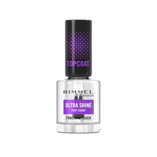 Rimmel London Ultra Shine Nail Polish Top Coat High Gloss Effect Makes Manicure Last Protects and Enhances Nail Polish Vegan Formula 12ml (0.42oz)
