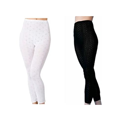 itronik New Women's Snowdrop Thermal Long Johns Underwear Cotton Long Johns White or Black Made in The UK (Black, M) Cover