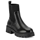 Weide Botas Mujer,Botas Cortas Al Tobillo Mujer Con Tiras Elásticas (Negro, Adulto, 25.0 cm, Medición, Sistema tallas...