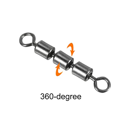 PATIKIL High Speed 3 Roller Swivel, 20Pcs 70lb Copper Barrel Bead Chain Rolling for Saltwater Freshwater Fishing Black - Image 4