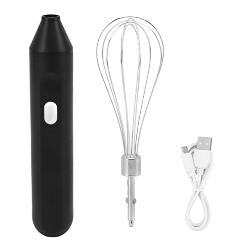 Elektrischer Handmixer, Wiederaufladbarer Handmixer, Schneebesen-Set, Kabellose Handküchenmaschine, USB-wiederaufladbarer Elektrischer Schneebesen Zum Kochen, Backen (Schwarz)