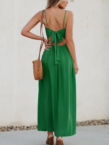 Image of CUPSHE Women Casual Dress Beach Sleeveless V Neck Summer Cutout Spaghetti Straps Formal Maxi Sun Dresses