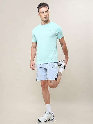 Image of TECHNOSPORT Men's Slim Fit Polyester Activewear Sports T-Shirt with Moisture-Wicking Comfort for Workout, Running & Gym