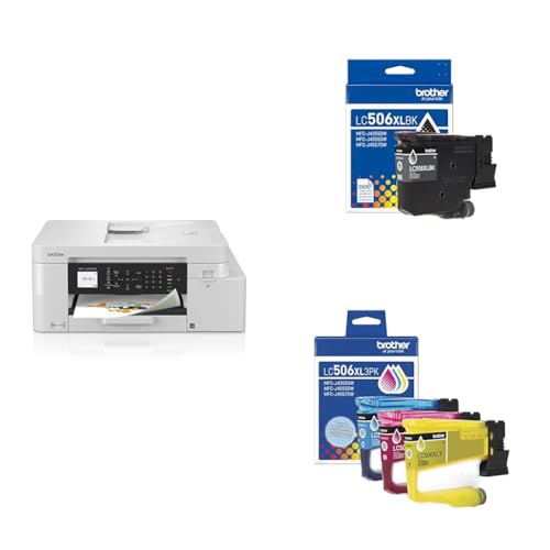 Image of Bundle of Brother INKvestment 4355 Color Inkjet All-in-One Printer (MFCJ4355DW) + Brother Genuine LC506XLBK High Yield Black Ink Cartridge + LC506XL3PK 3-Pack High Yield Color Ink Cartridges