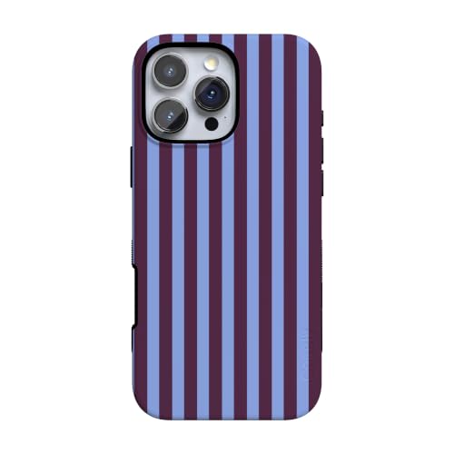 Casely iPhone 16 Pro Case | Perfect Stripes | Purple & Blue Stripes | Bold Protective Design | Compatible with MagSafe