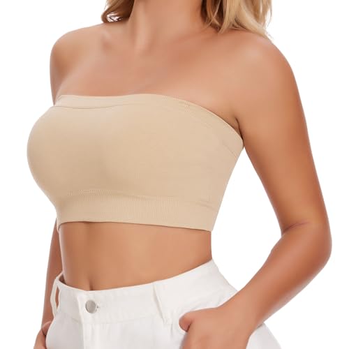 Image of JOYSHAPER Strapless Bras for Women Seamless Padded Bandeau Bra Wireless Tube Top Bralette Comfort Tube Bra