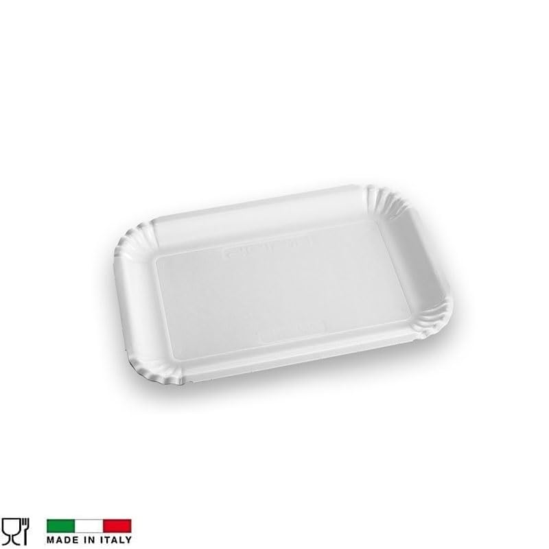 VIRSUS Vassoi per Pasticceria in Cartone POLITENATA BIANCO, (Misura 3) 23,5x17 cm, Navetta Monouso per Dolci, Pasticcini, Rustici, Torte, 10CF x 20Pz (200)
