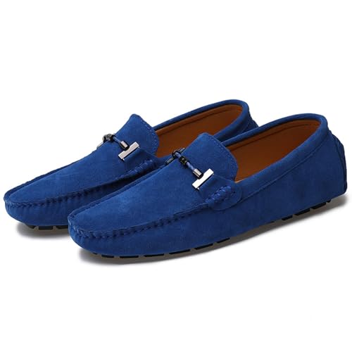 WUIWUIYU Men's Penny Loafers Moccasin Driving Shoes Slip On Flats Boat Shoes4