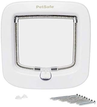 PetSafe Manual-Locking Cat Flap with Easy Install, White, 4 Way Manual Lock, For Cats Up to 7 kg & Microchip Cat Flap Installation Adaptor, Easy Install, Glass Door and Walls - (White)