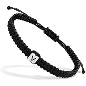 Handmade Bracelets, Bracelets for Women Men Adjustable Initial Bracelet Jewelry Gifts for Mom Wife Girlfriend Her Friends Christmas Gifts V-white