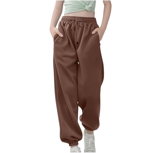 Girls Fashion Ropa De Niñas 10-12 Girls Sweatpants Baggy High Waisted Cinch Bottom Joggers with Pockets Cute Preppy Track Pants Casual Fashion Clothes Brown
