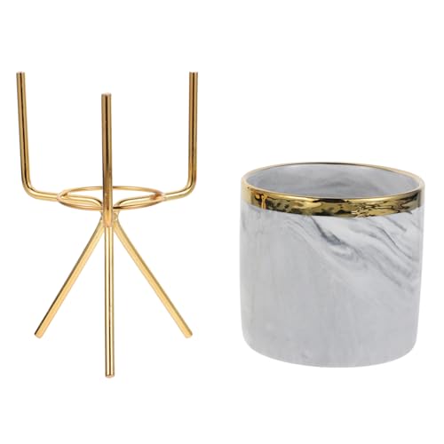 PRETYZOOM 1Set Elegant Marble Canister with Rack of Ceramic Cake Forks Condiment Forks and Utensil Holder for Home Restaurant and present Giving and Stylish Kitchen